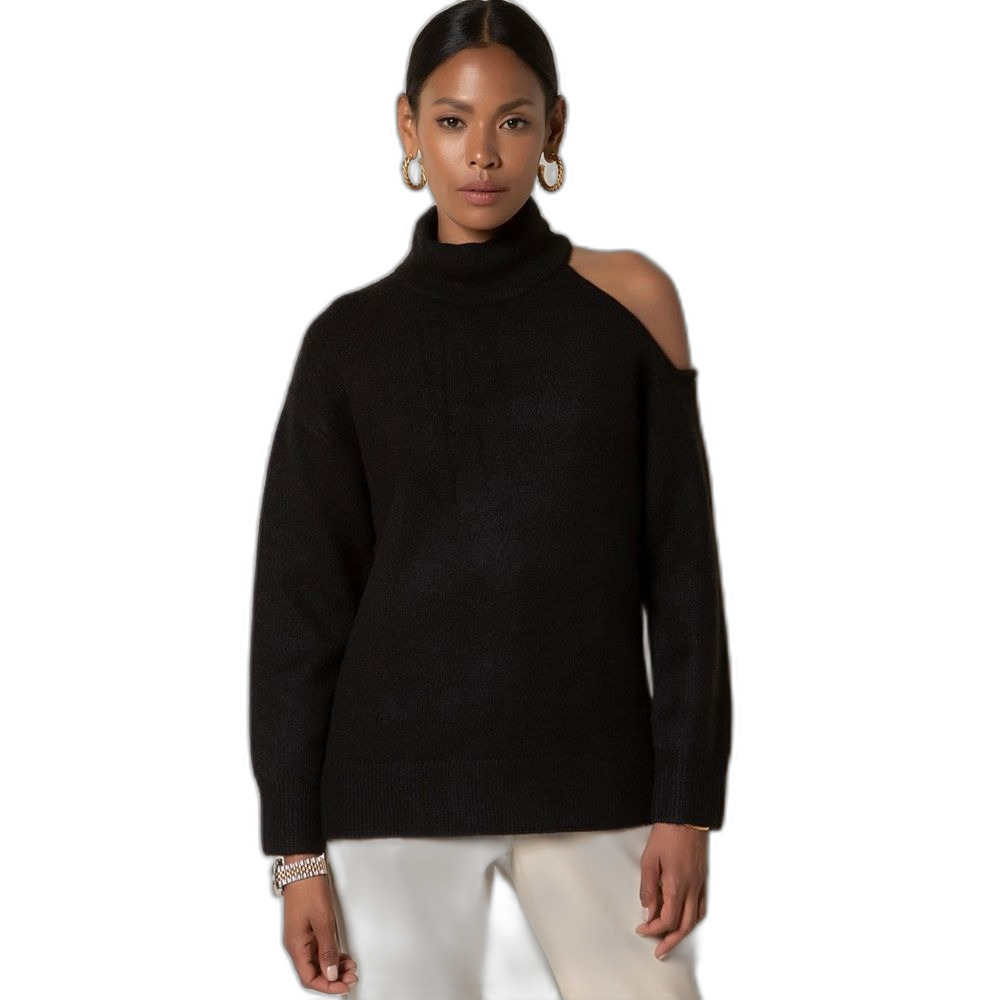 NWT Lolita Asymmetric Cold Shoulder Long Sleeve Mock Neck Sweater, Size S